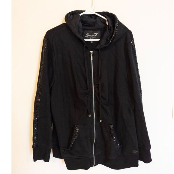 Seven7 black sequin zip jacket size 22/24 - Picture 1 of 4